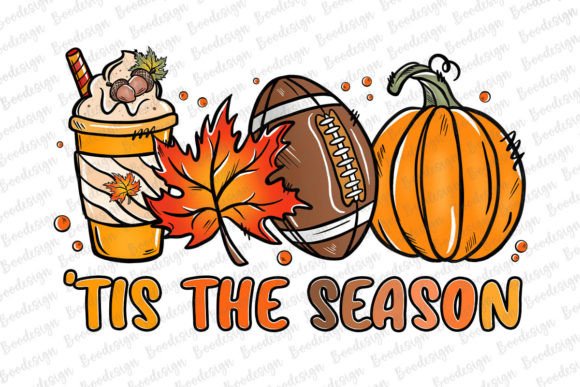Tis the Season Football Pumpkin Fall PNG: Crafts & Graphics for Local Branding